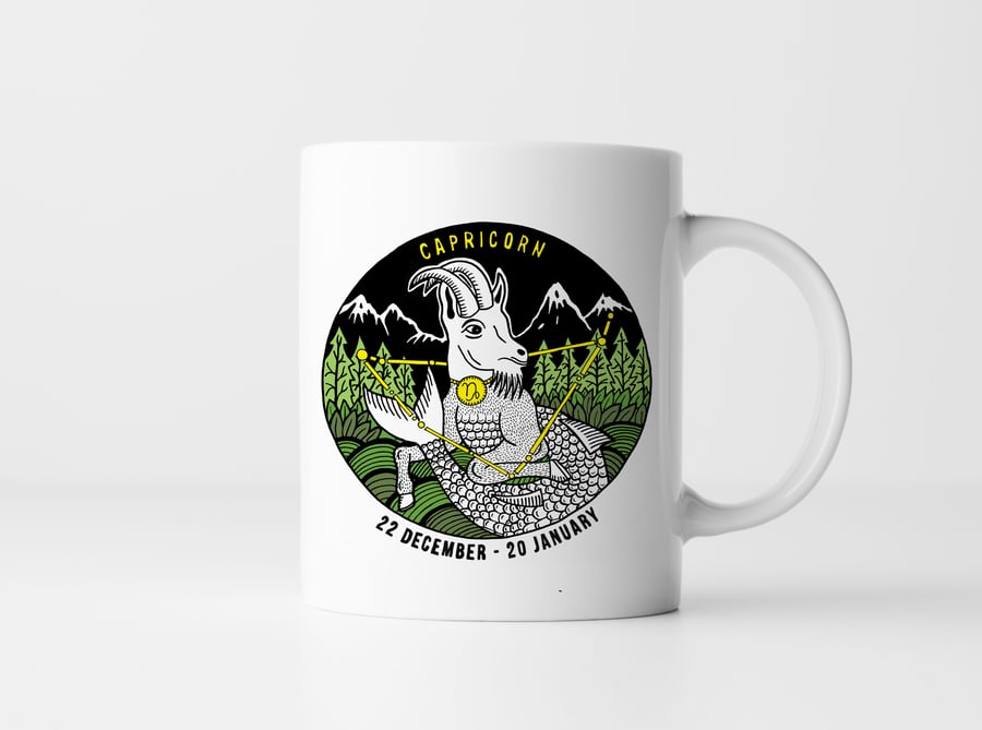 The Zodiac - Capricorn - Illustrated Mug