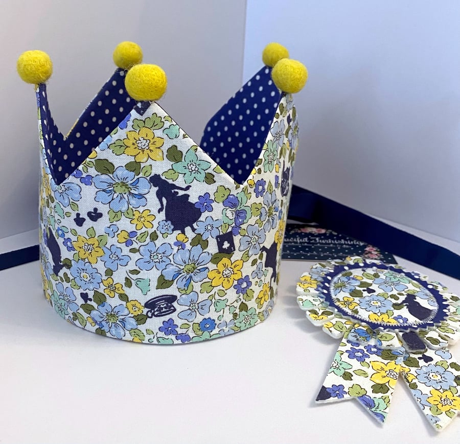 Child’s Fabric Crown & Birthday Badge Set 