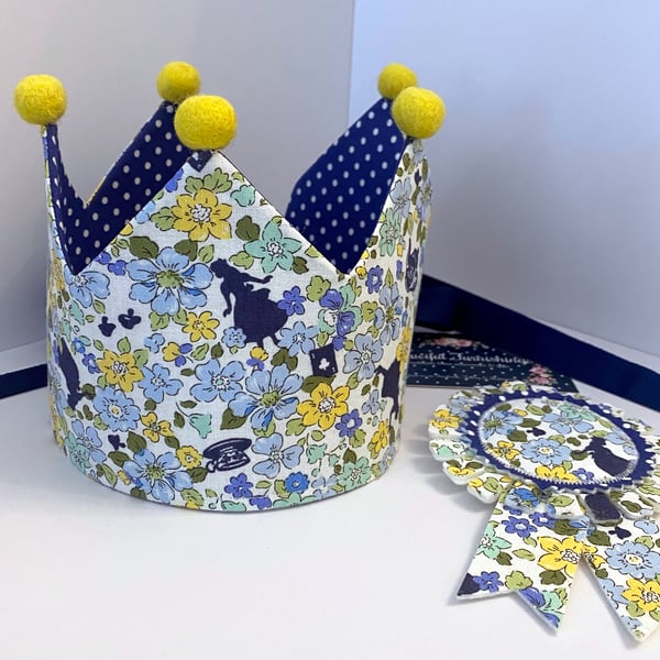 Child’s Fabric Crown & Birthday Badge Set 