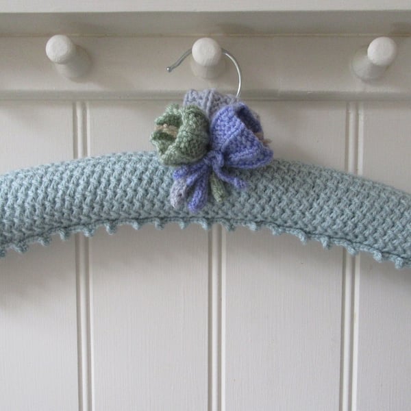 Coat hanger clothes hanger - duck egg blue with crocus flowers