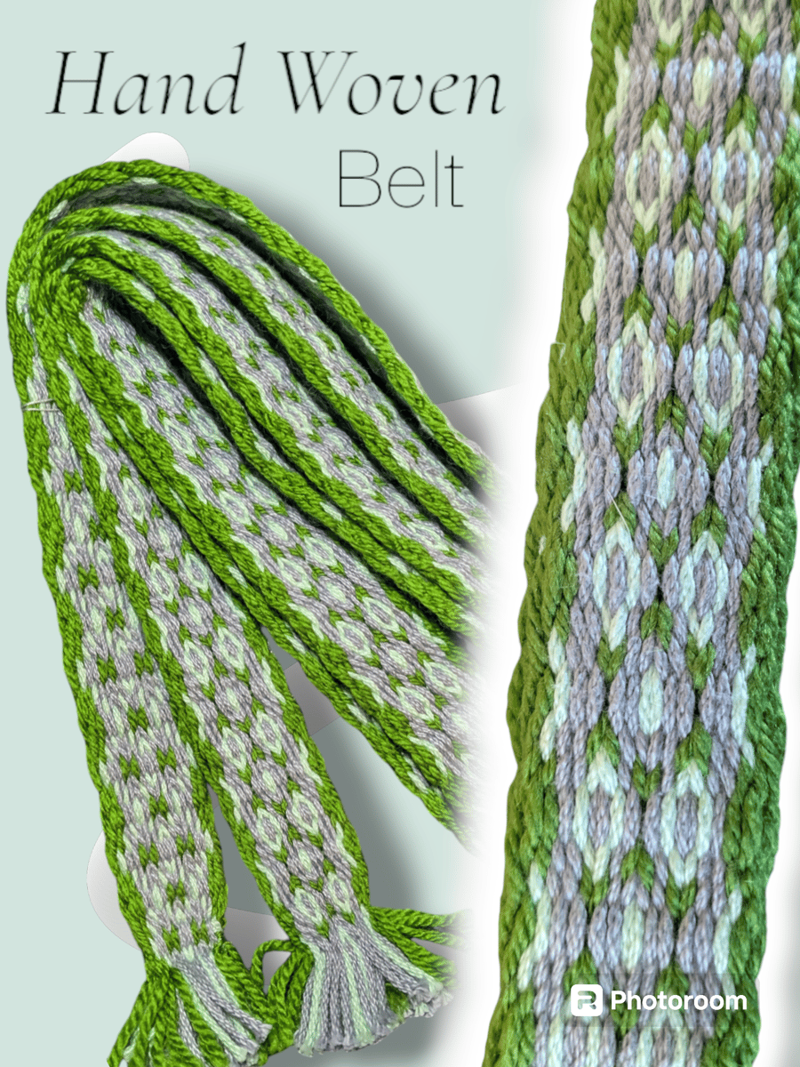 Handwoven Belt Green Diamonds