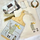 Illustrated Gift Set - tea towel, chopping board, mini tote bag and gift card
