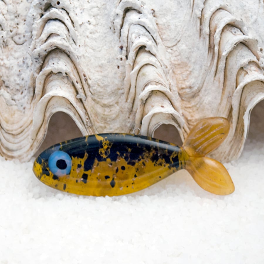 Amber Fused Glass Fish Decoration