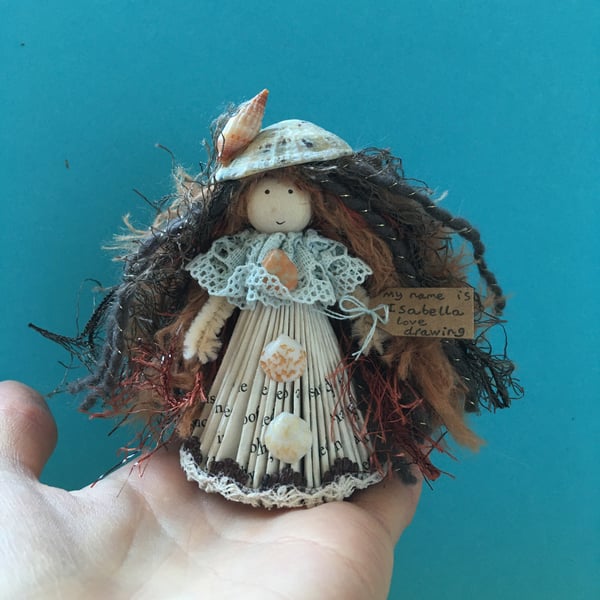 Fairy Doll Decoration - Folded Book Art - Sea Side Themed Ornaments - Isabella