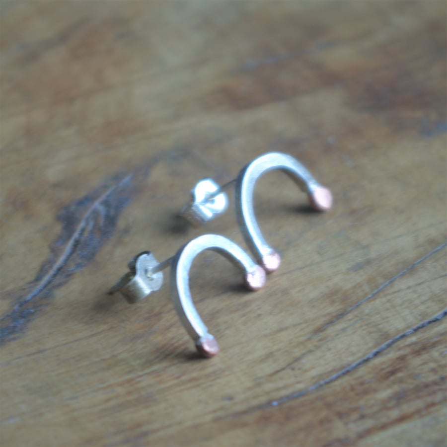 Silver and Copper Rainbow Studs