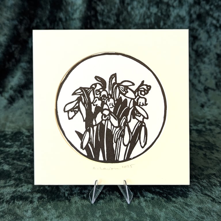 Snowdrops Linocut Print