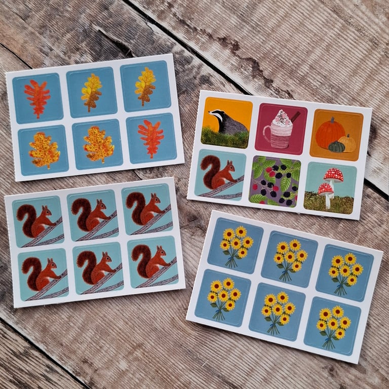 Autumn Envelope Sticker Set - 24 mini stickers