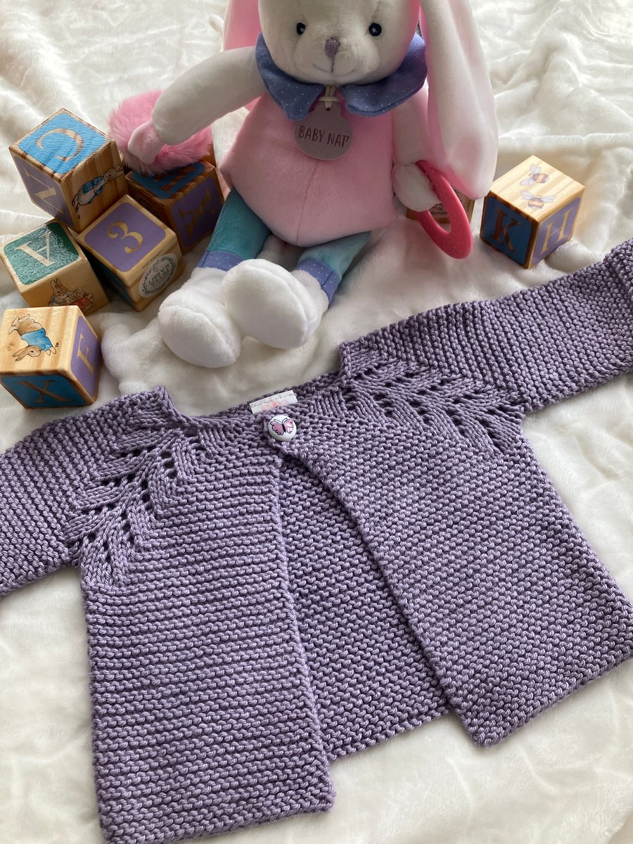 Hand Knitted ‘Fearne’ Baby Girl’s Cardigan (0-3 months)