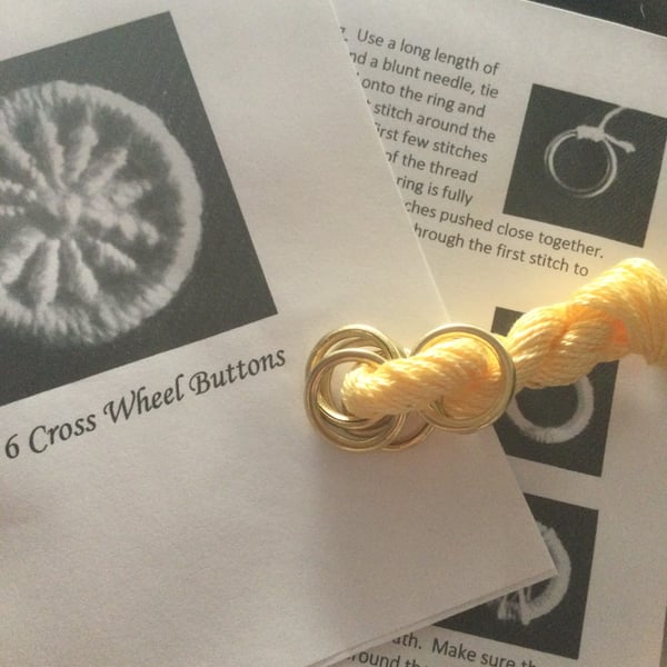 Kit to Make 6 x Dorset Cross Wheel Buttons, Light Yellow,  K18