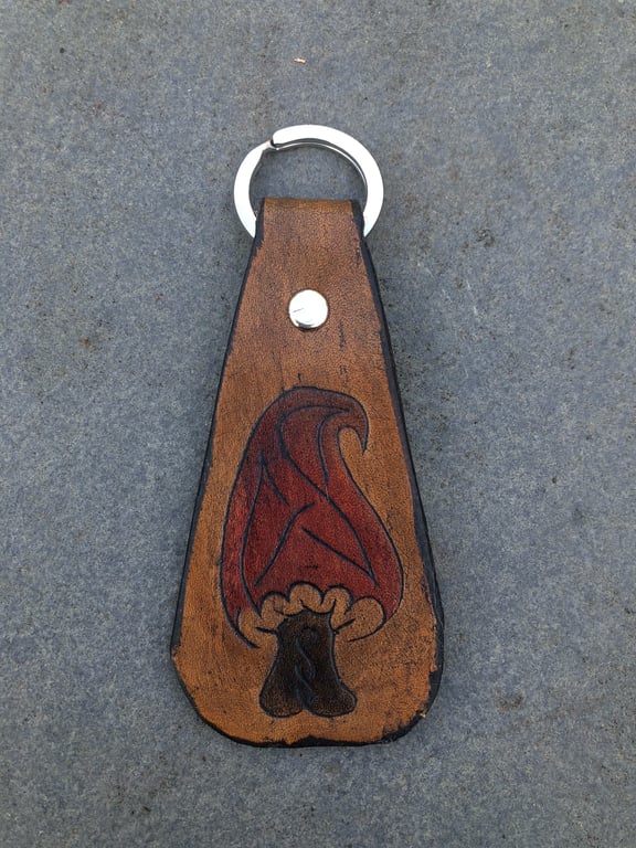 Leather Mushroom Celtic Knot Keyring 