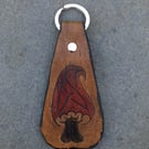 Leather Mushroom Celtic Knot Keyring 