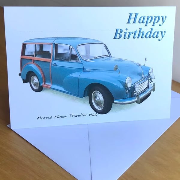 Morris Minor Traveller 1960 Md-Blue - Birthday, Anniversary, Retirement or Plain