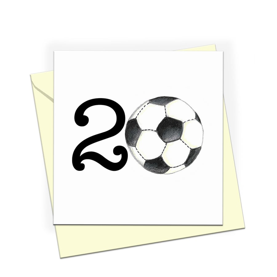 20th birthday card, Age 20 football card