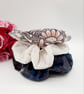 White satin, blue velour and William morris large scrunchie set of 3. 