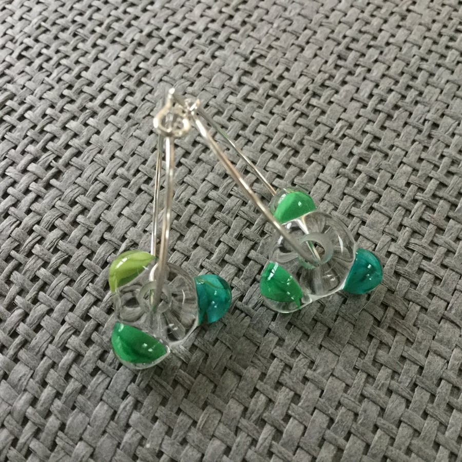 Green & Turquoise glass bead earrings