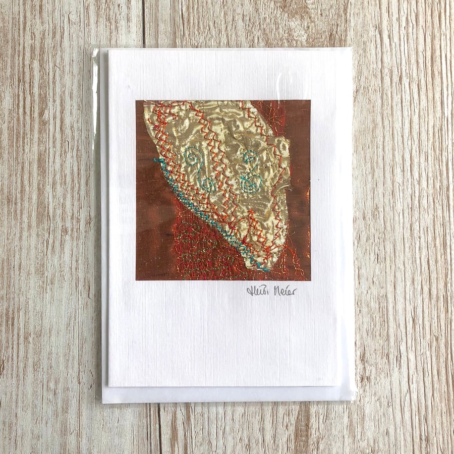 A6 Textile art card - original art birthday card anniversary any occasion