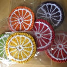 Fruit Slice Coaster, Picnic Coasters, Felt Back Coffee Mug Mat, Hand Knitted Coa