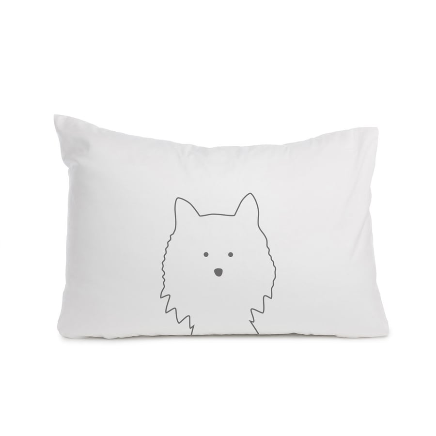 Dog pillowcase, white colour with black print