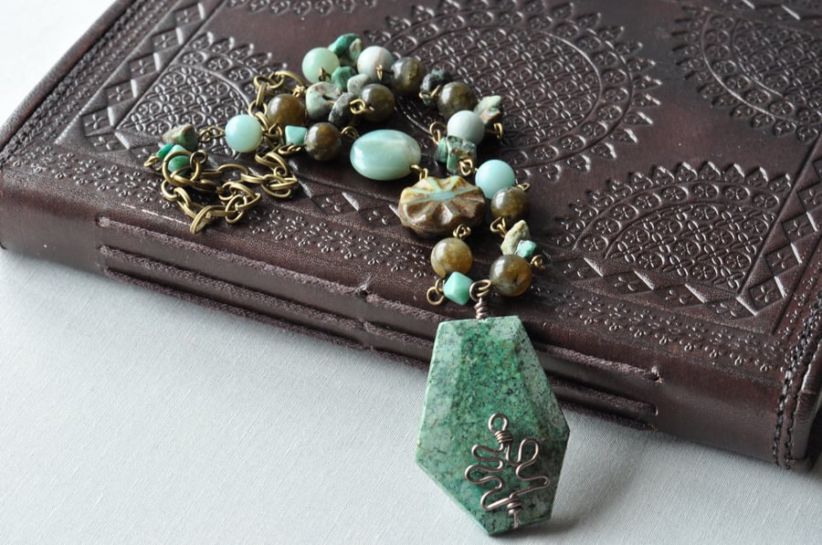 Tribal Dance African Turquoise, Amazonite & Labradorite Necklace