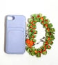 Handmade Orange Blossom & Green Satin Ribbon Phone Strap - Image 1