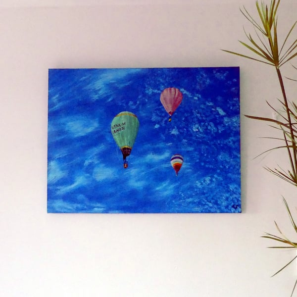 Hot Air Balloons Skyscape Original Oil Painting 