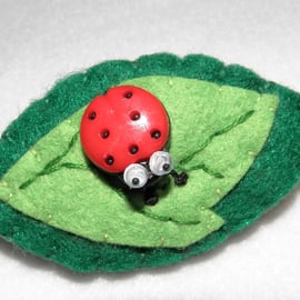 Felt Leaf and Ladybird Badge