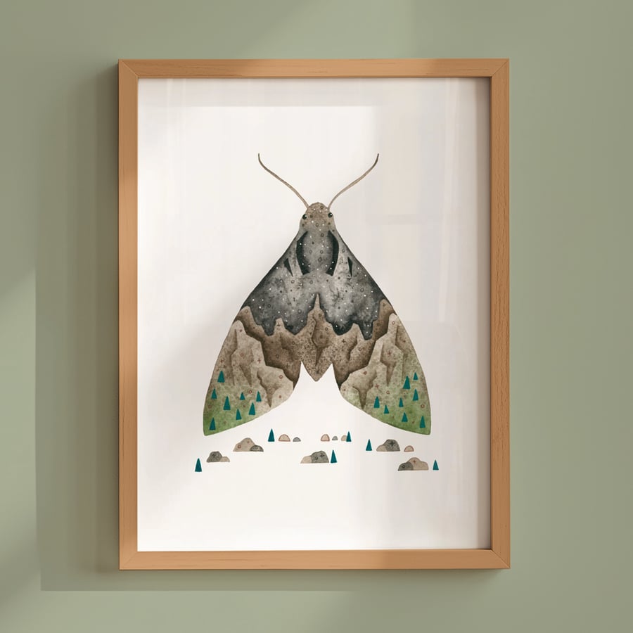 Moth pines, awesome animals, giclée A5 art print