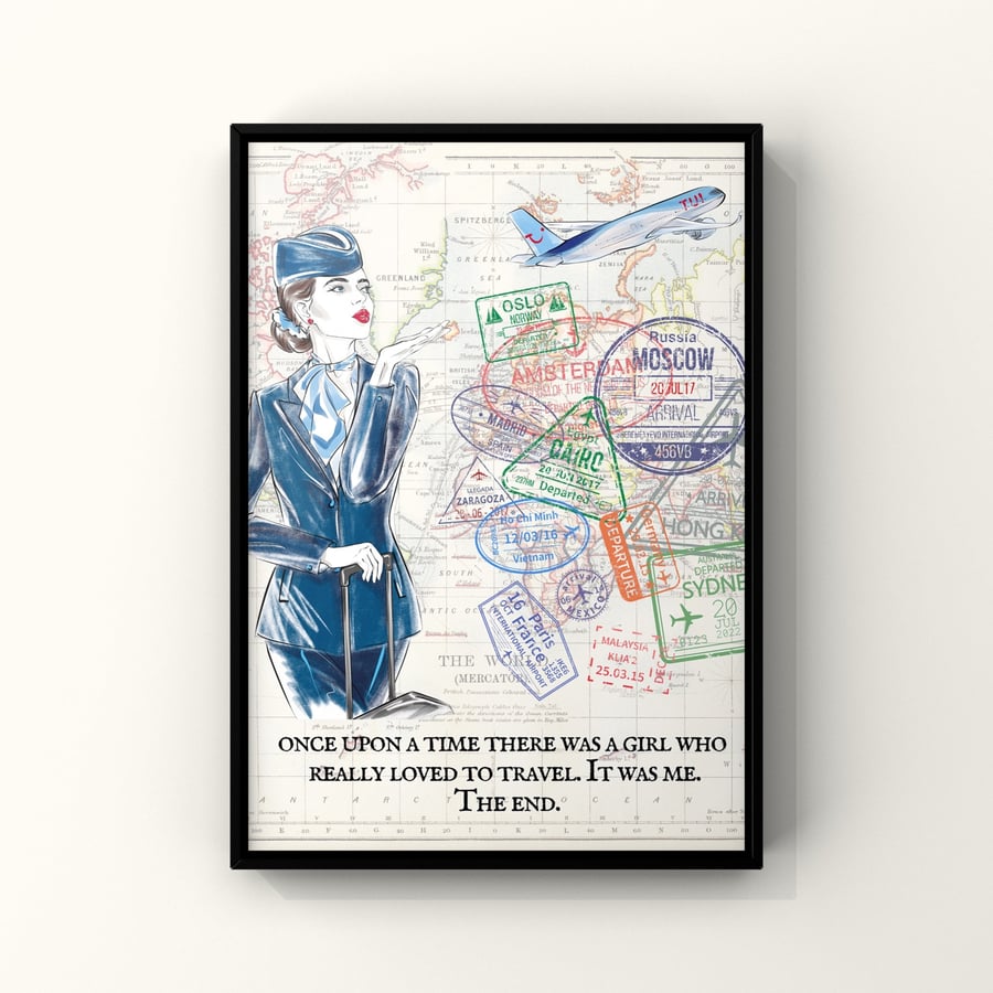 TUI Cabin Crew Passport Stamp Print Flight Attendant Poster
