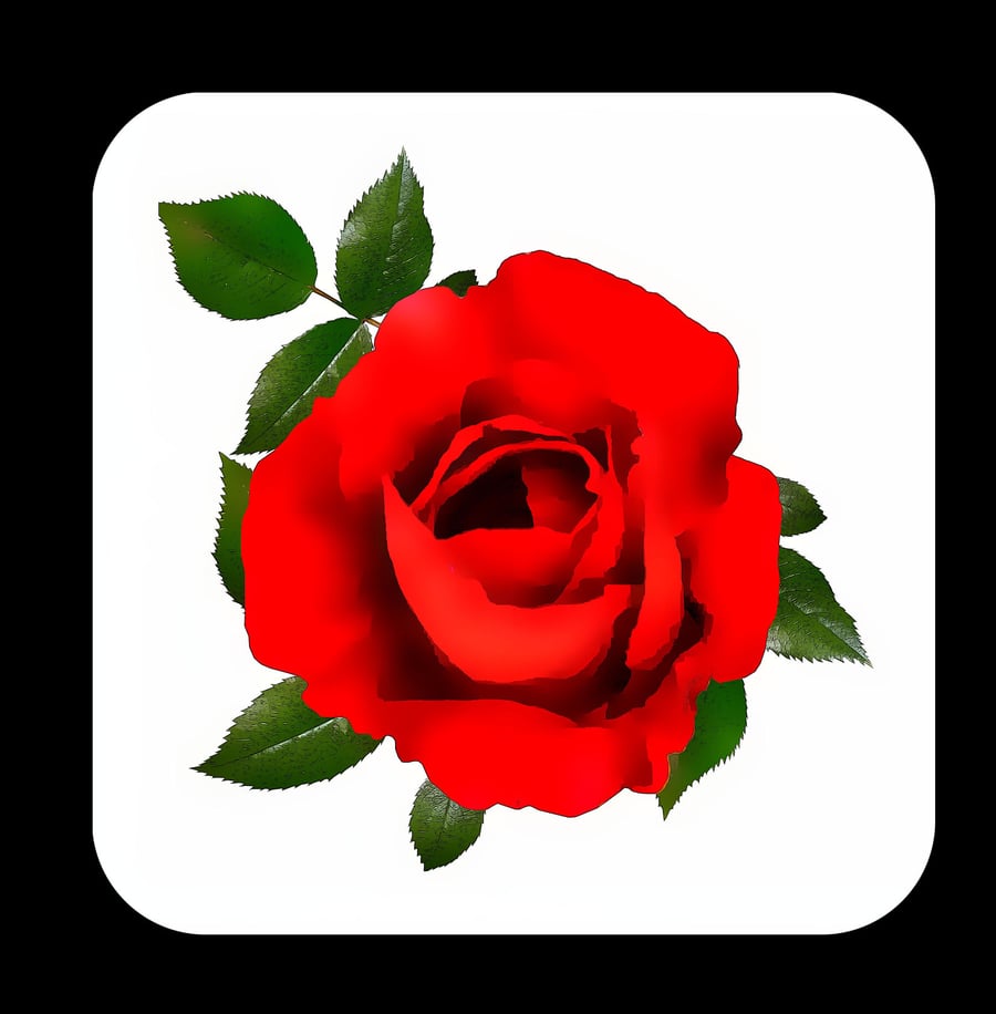 Brilliant Red Rose Coaster; Vibrant Colours, 9.cm x 9.cm