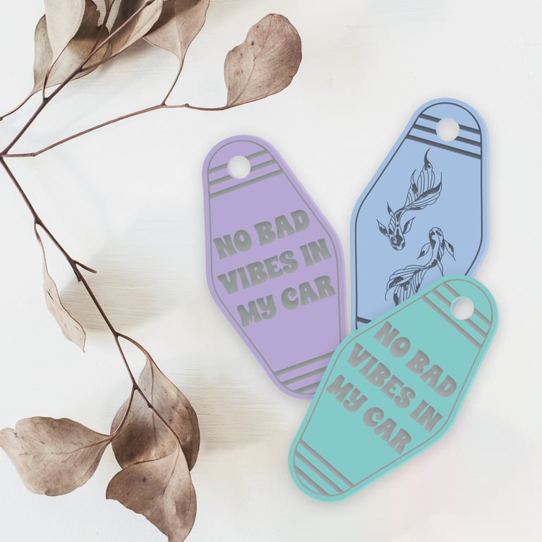 No Bad Vibes In My Car Fish Design, Car Accessory, Motel Keyring, Small Gift