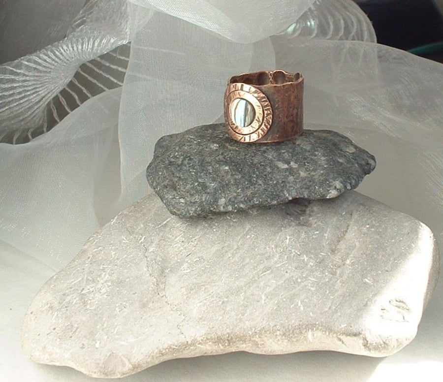 Large Unisex Adjustable Rustic Copper Turret Thumb Finger Ring
