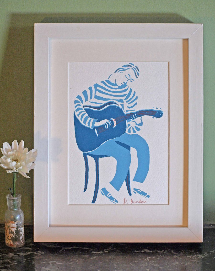 screenprint of guitar player