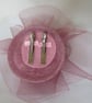 Rose Pink and Pale Plum Vintage Style Feather Orchid Flower Fascinator Hat  - Image 7
