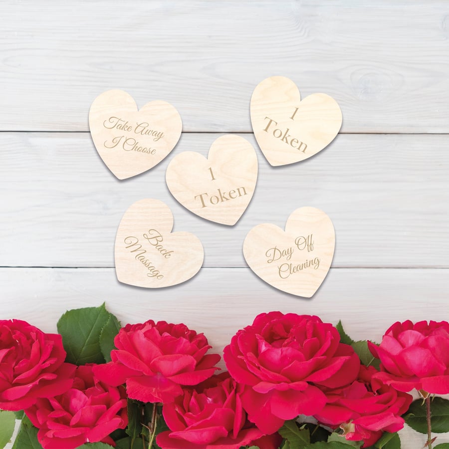 Valentine s Day Personalised Wooden Tokens Engraved Fun Valentine's Day Gift 
