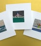 Hand-felted cards of swimmers - set