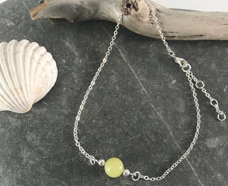 Anklet bracelet with Lemon Jasper gemstone 