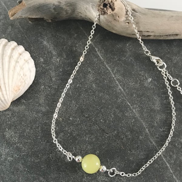 Anklet bracelet with Lemon Jasper gemstone 