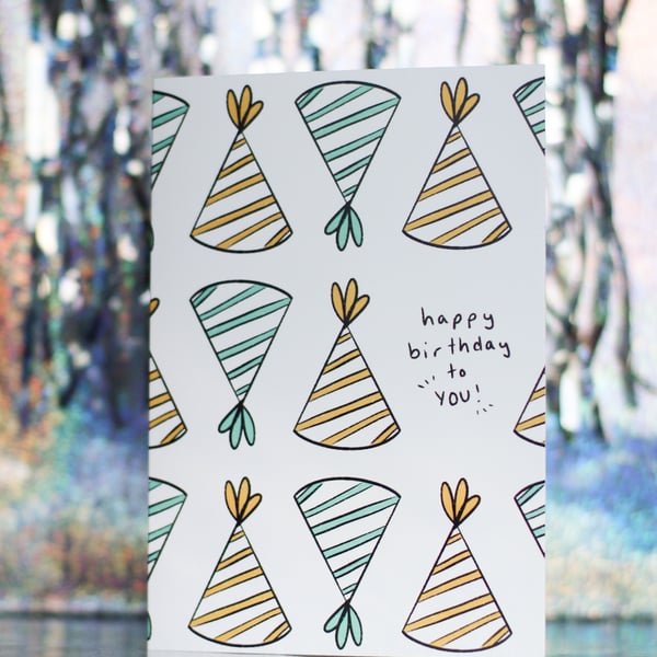 Birthday Card - party hats design