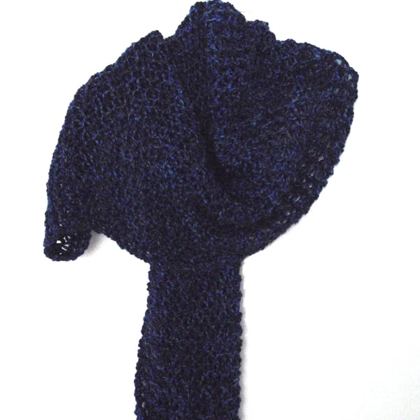 Large Blue Multi-tonal Hand Knitted Scarf