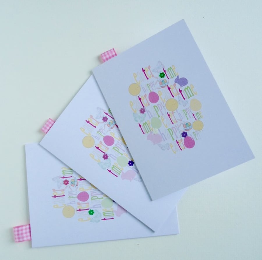 Easter Cards,'Big Egg'Printed Design,Handfinished Easter Cards 3pk