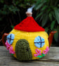 Knitted tea cosy - Fairy cottage design  to fit a one two cup teapot - Image 1
