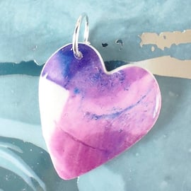 Alcohol Ink Valentine Heart Pendant