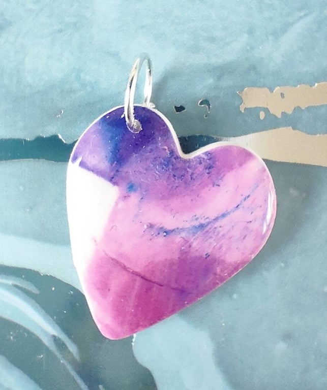 Alcohol Ink Valentine Heart Pendant