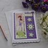 Just For You Card Purple Dress Birthday Card Elegant Young Girl Brunette 3D Card