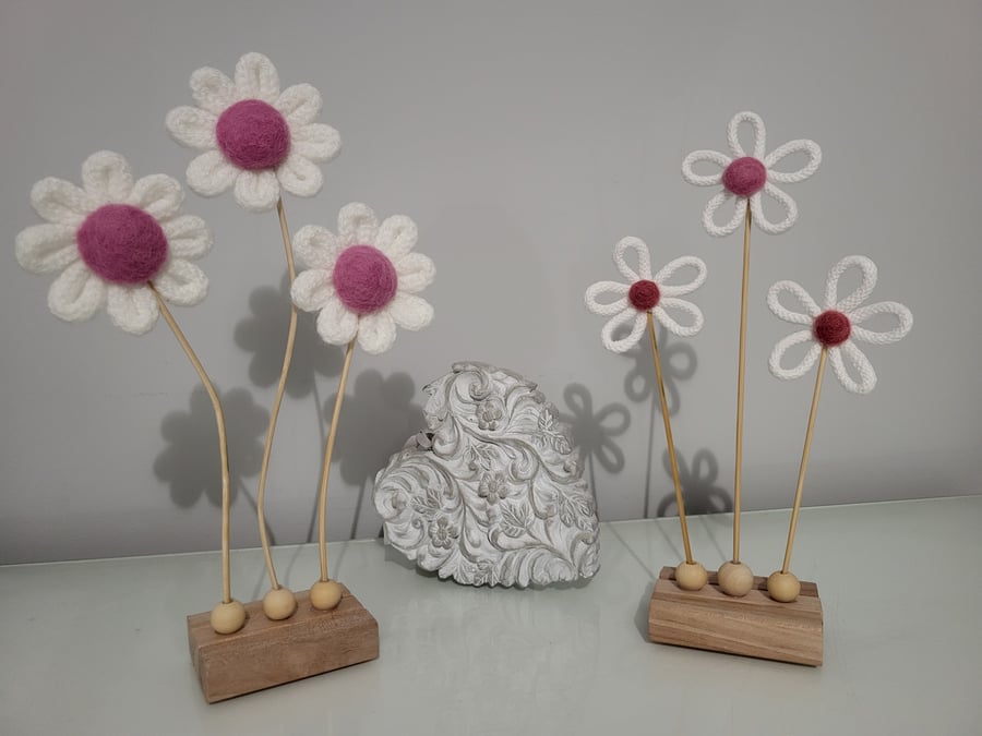 Knitted or Braided cord Daisy Flower Standing D... - Folksy
