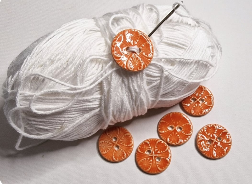 Set of six Handmade Ceramic Buttons 