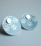 Christmas snowflake winter earrings studs in silver grey - Image 5