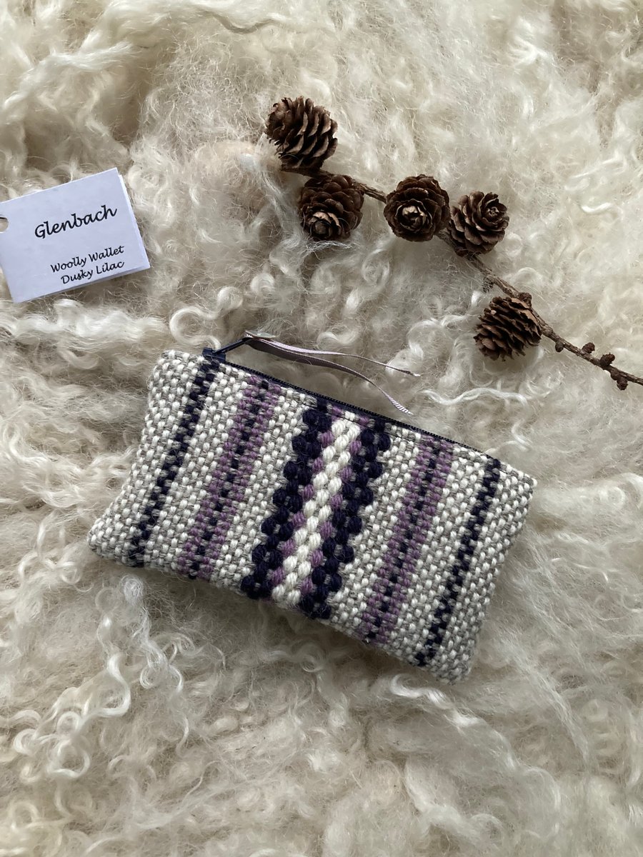 Woolly Wallet - Dusky Lilac. Handwoven in Wales