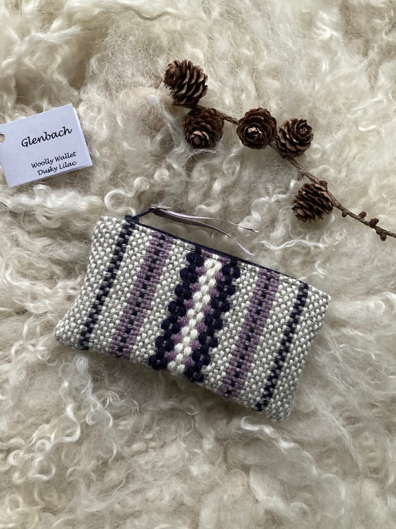 Woolly Wallet - Dusky Lilac. Handwoven in Wales