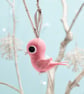 Pink bird Christmas tree decoration with pink glitter wings - Image 3